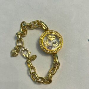 Origami Owl Charm Bracelet with Heart and Grandma Charms